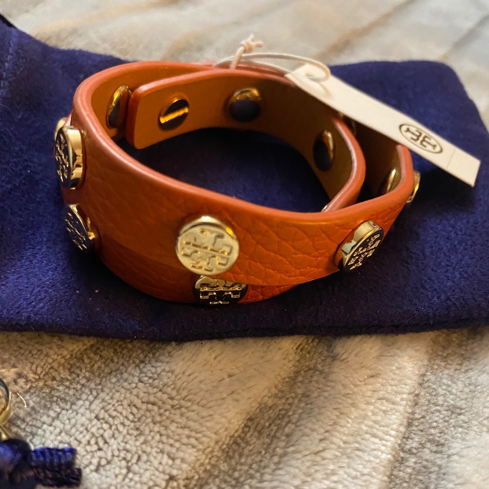 Tory Burch Double Wrap Logo Stud Bracelet -New